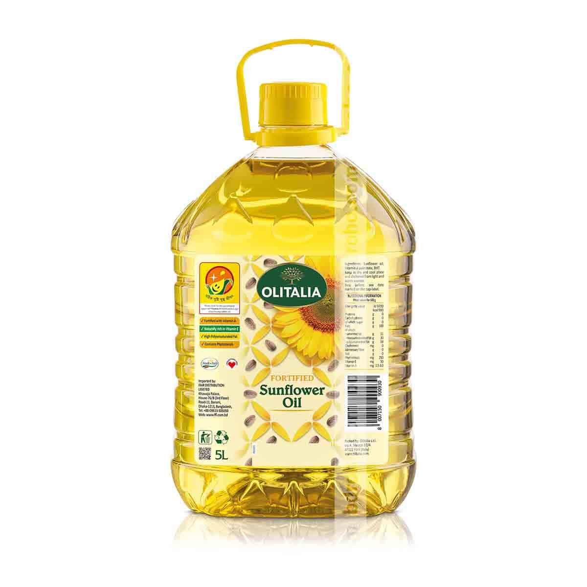 Olitalia-Fortified-Sunflower-Oil-Italy-5L Olitalia Sunflower Oil – 5 L PET Bottle - Image 1